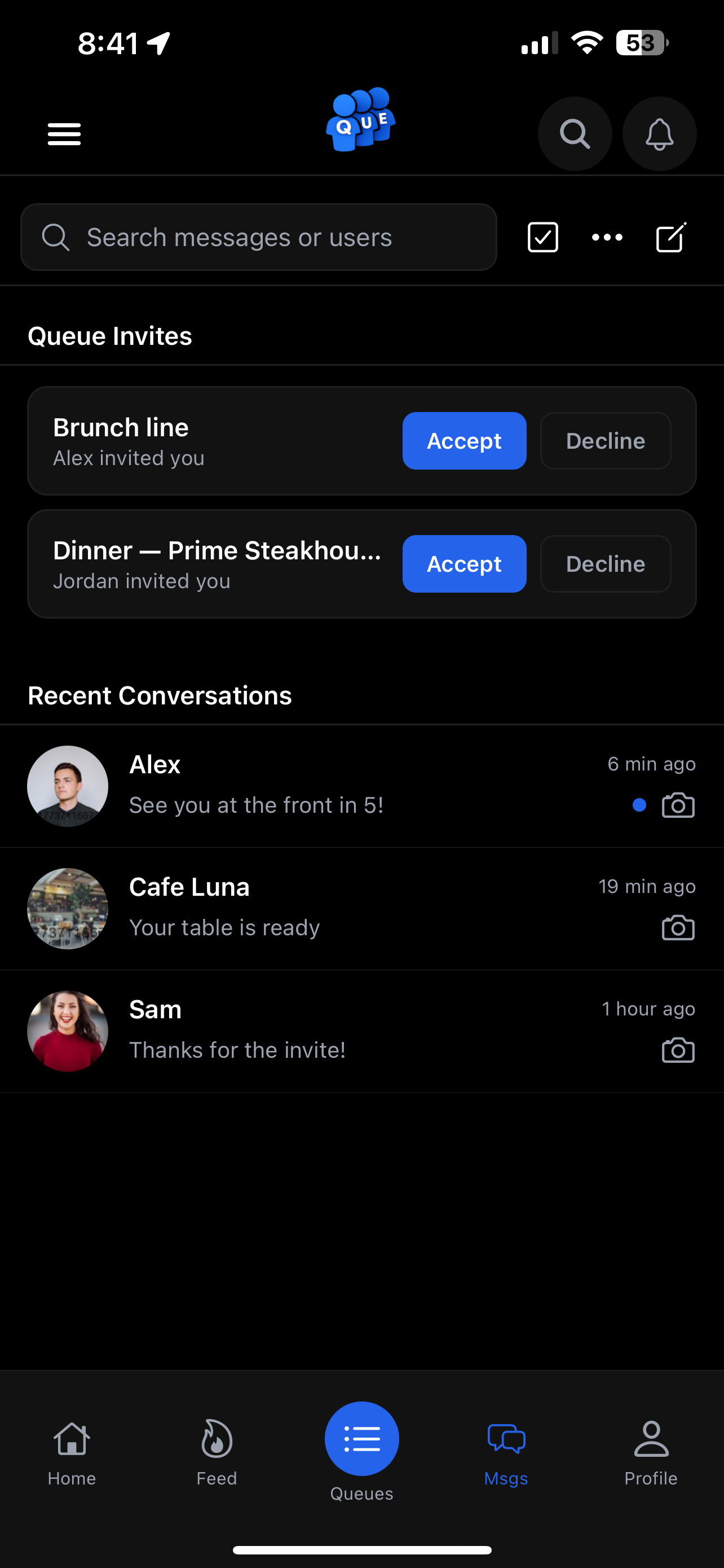 Messages — conversations with businesses